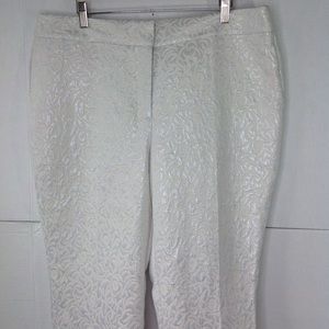 Ann Taylor White Silver Pants Baroque Metallic